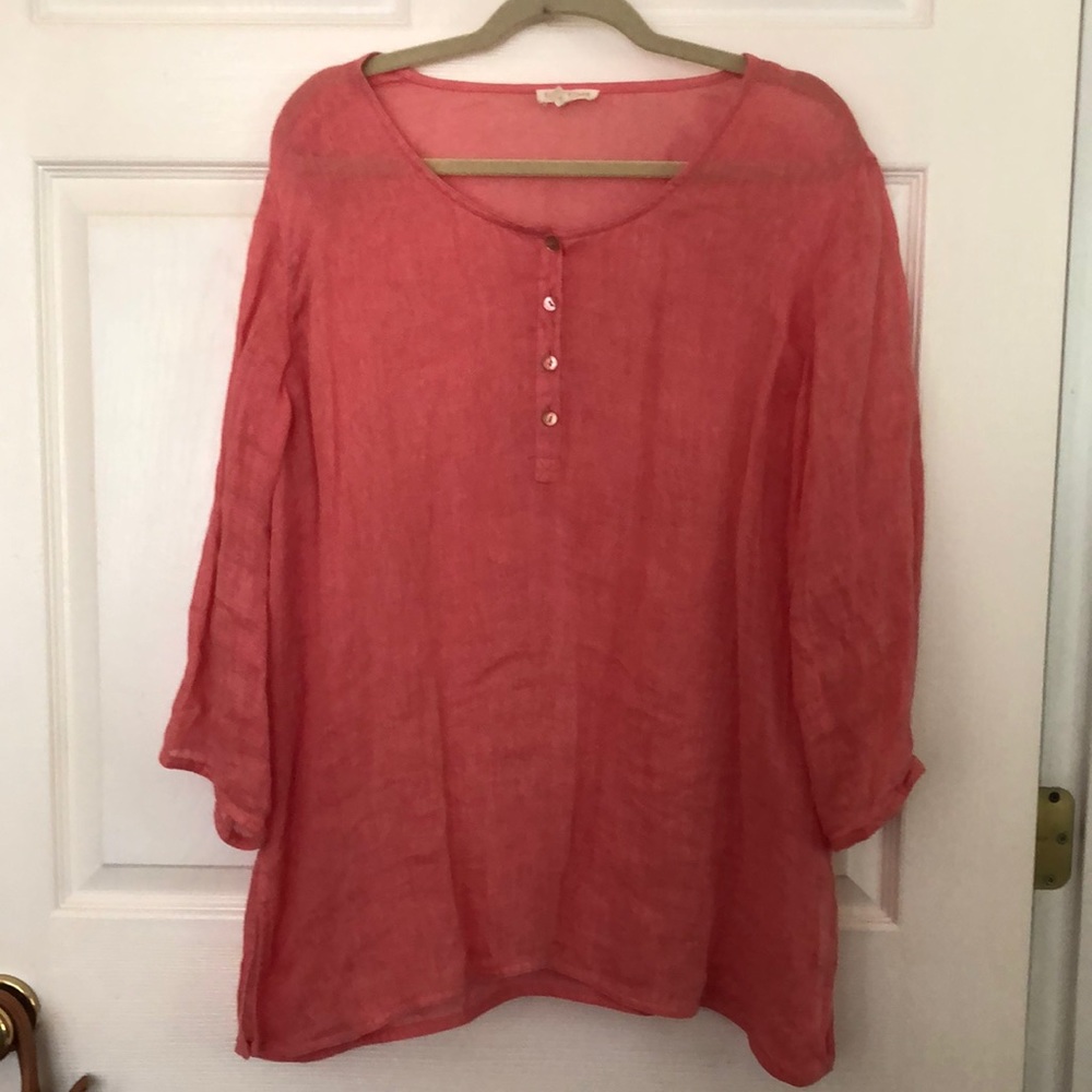 Linen blouse three quarter sleeve